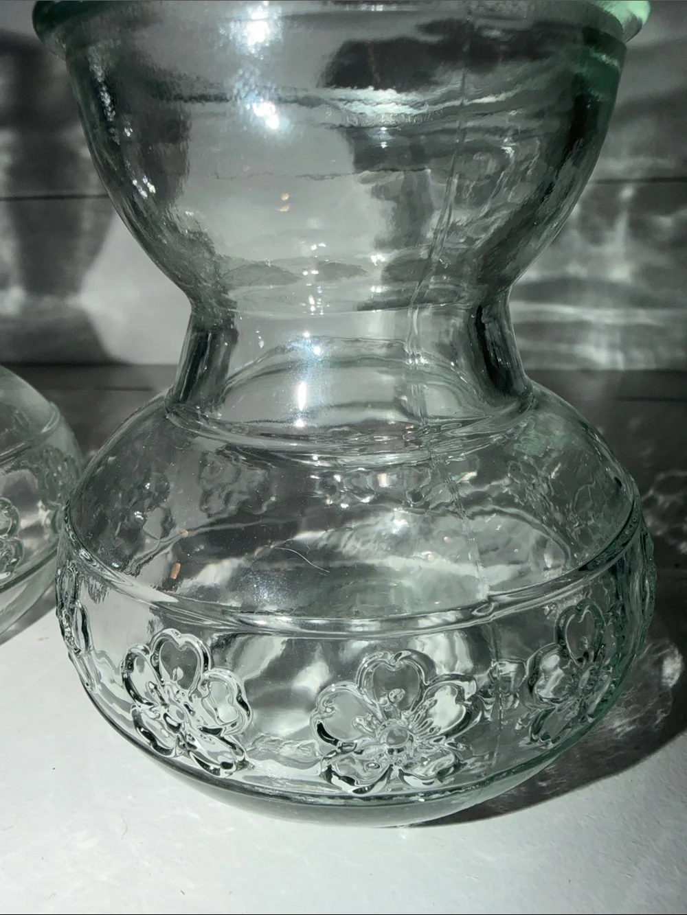 Clear glass floral bud forcing vases - Set of 2